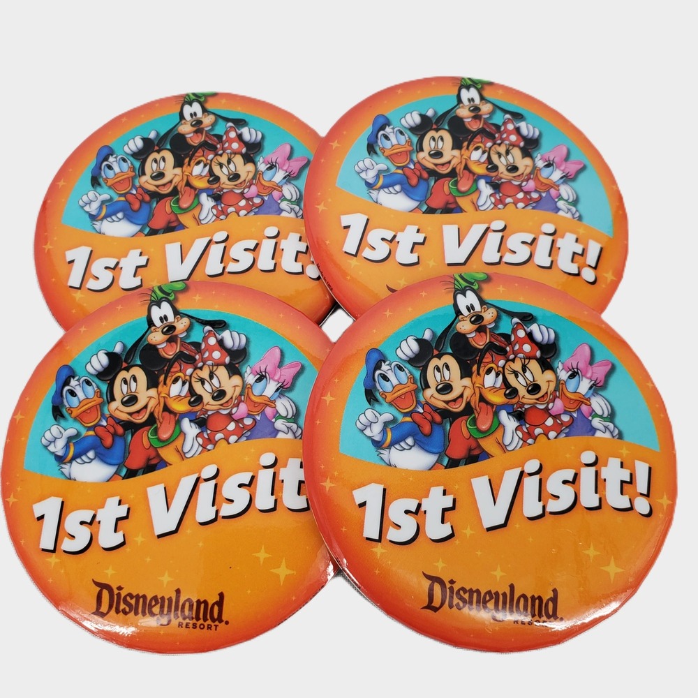 Disney Disneyland Resort 1st Visit Mickey Minnie Donald Goofy Pin Button Set 4